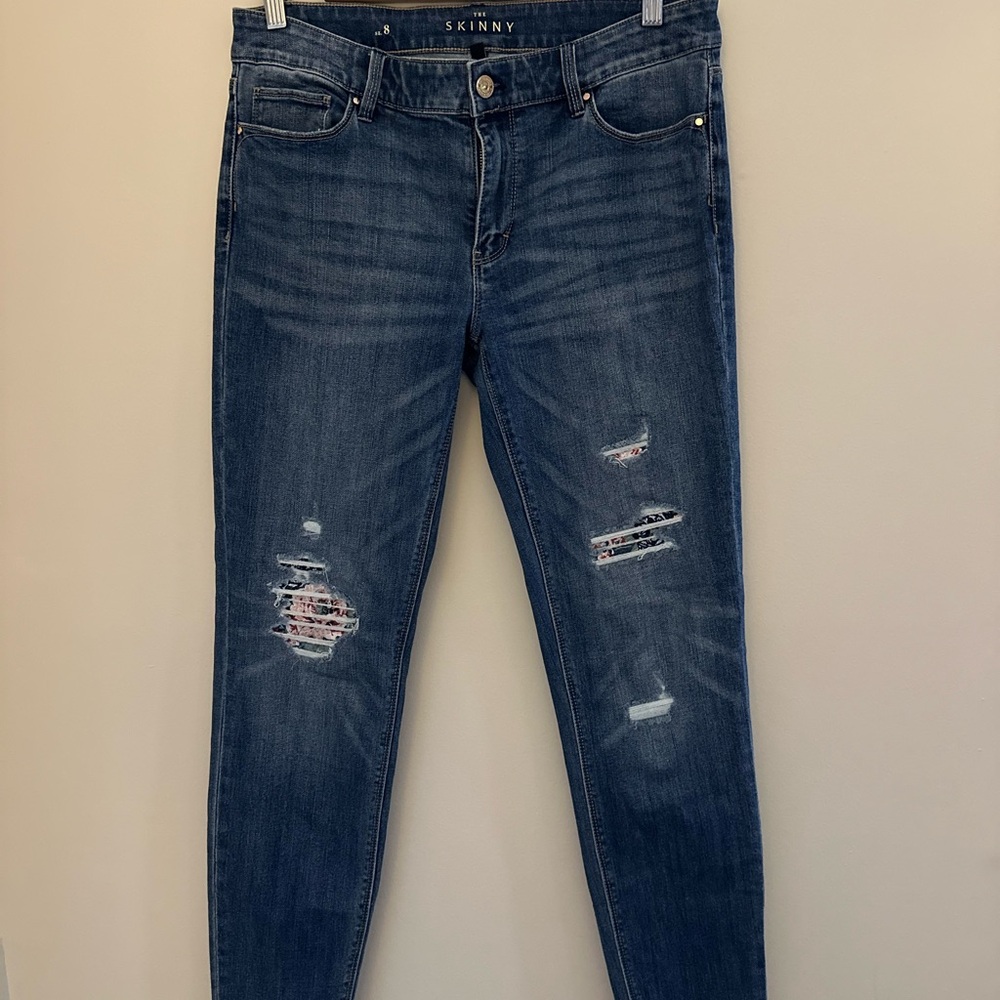 WHMB Distressed Floral 'The Skinny Ankle' Jeans